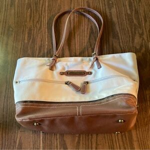 Stone Mountain USA Two-Tone faux Leather Tote Bag purse handbag shoulder bag